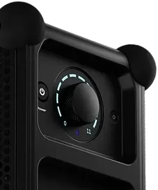 Soundboks Rider, détail du bouton de volume et des commandes